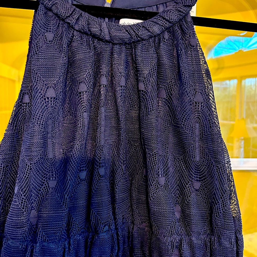Navy blue halter lace dress